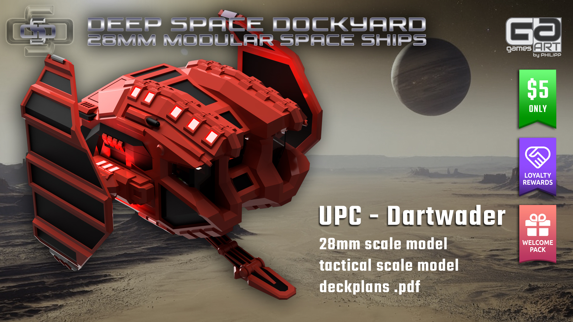 UPC - Dartwader 3d printable starfighter 28mm scale Tribe release