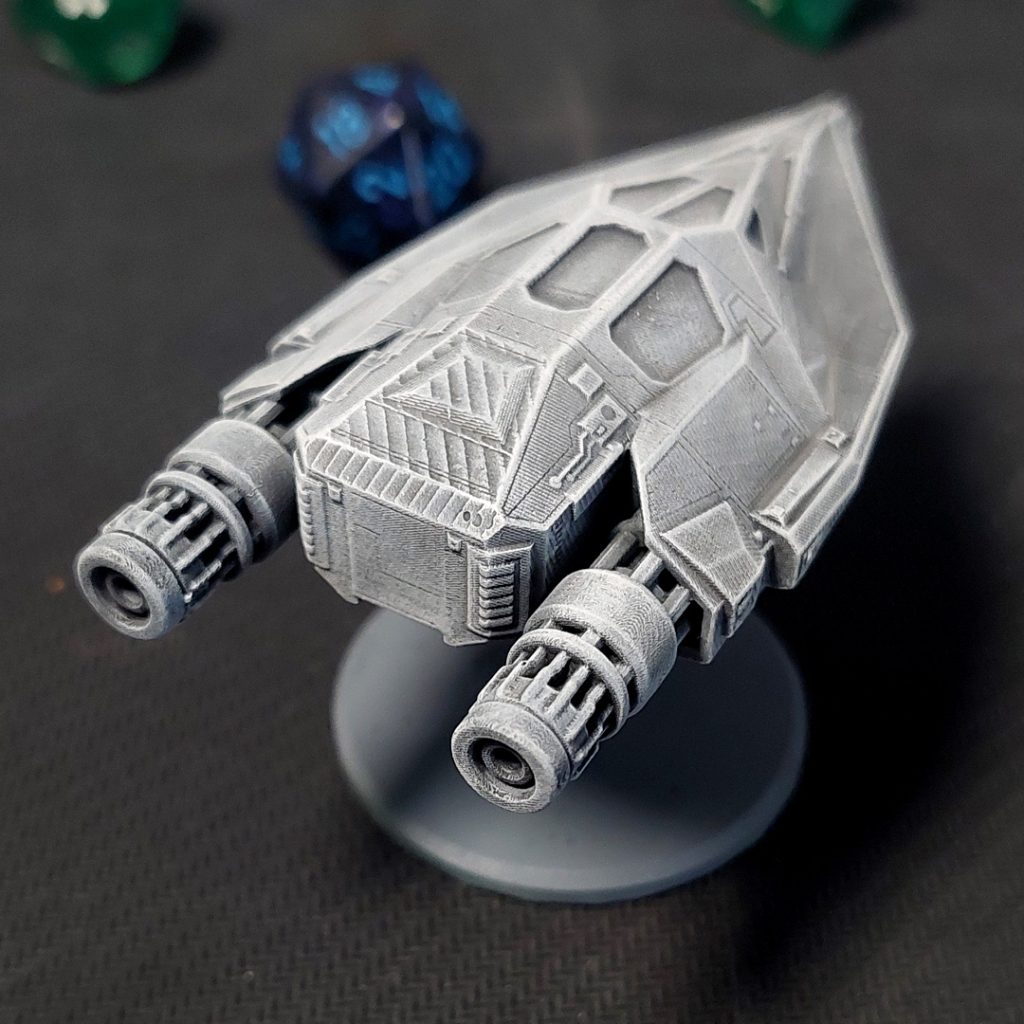 UPC Nymph 3d printable tactical scale spaceship rear view