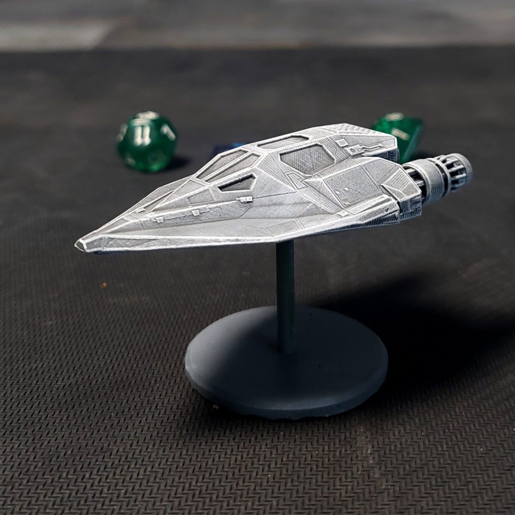 UPC Nymph 3d printable tactical scale spaceship side view