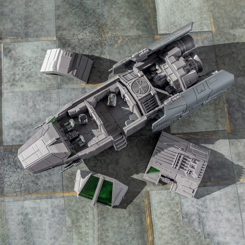 USTG S 3d printable large spaceship top view open