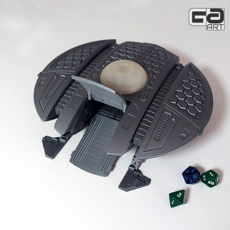 ufonex one 3d printed 28mm scale spacecraft rear view